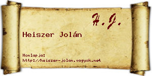 Heiszer Jolán névjegykártya