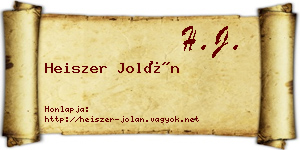 Heiszer Jolán névjegykártya